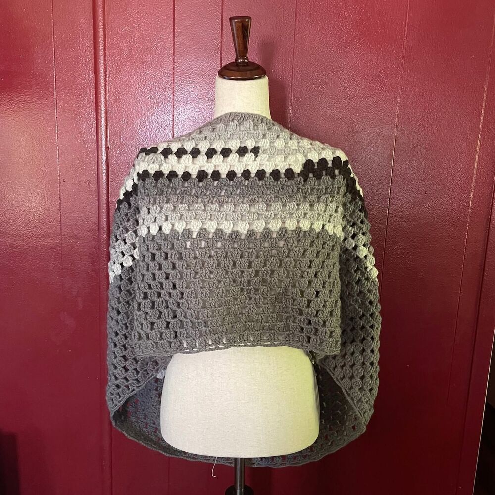 Vintage Cape Handmade boho granny square poncho